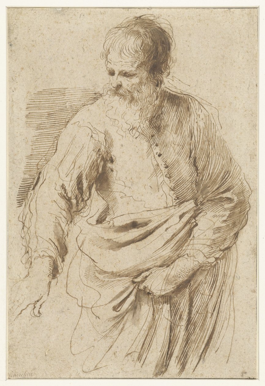 stående gubbe av Guercino (attributed to)