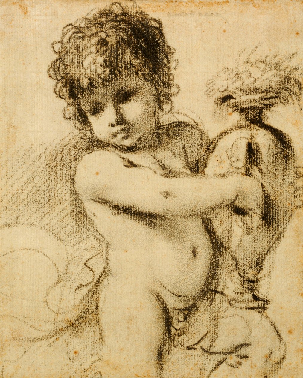 En Putto med en vas av Guercino