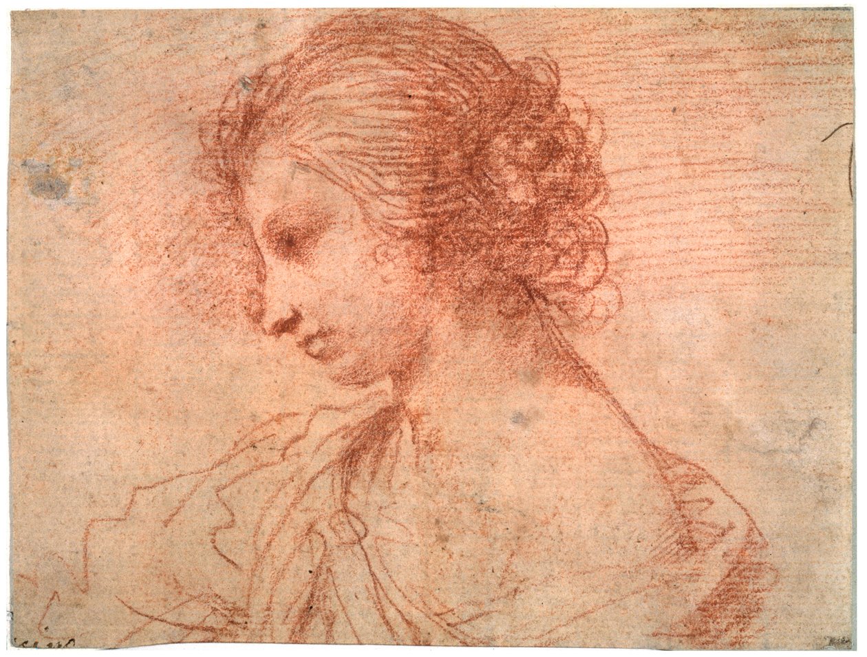 Bröstporträtt av en ung kvinna, 1600-talet av Guercino