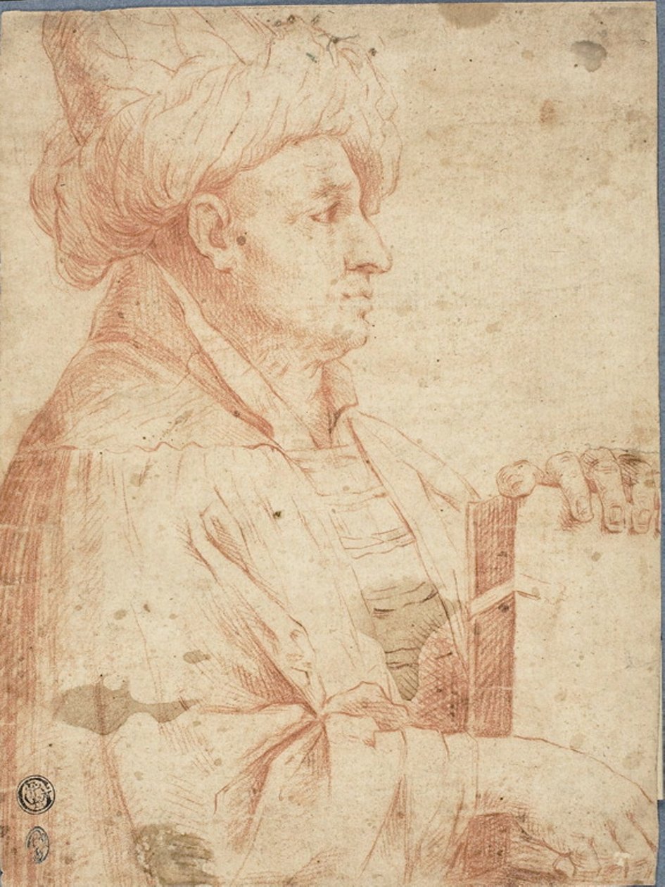 Byst av den turbannade mannen med en bok av Guercino