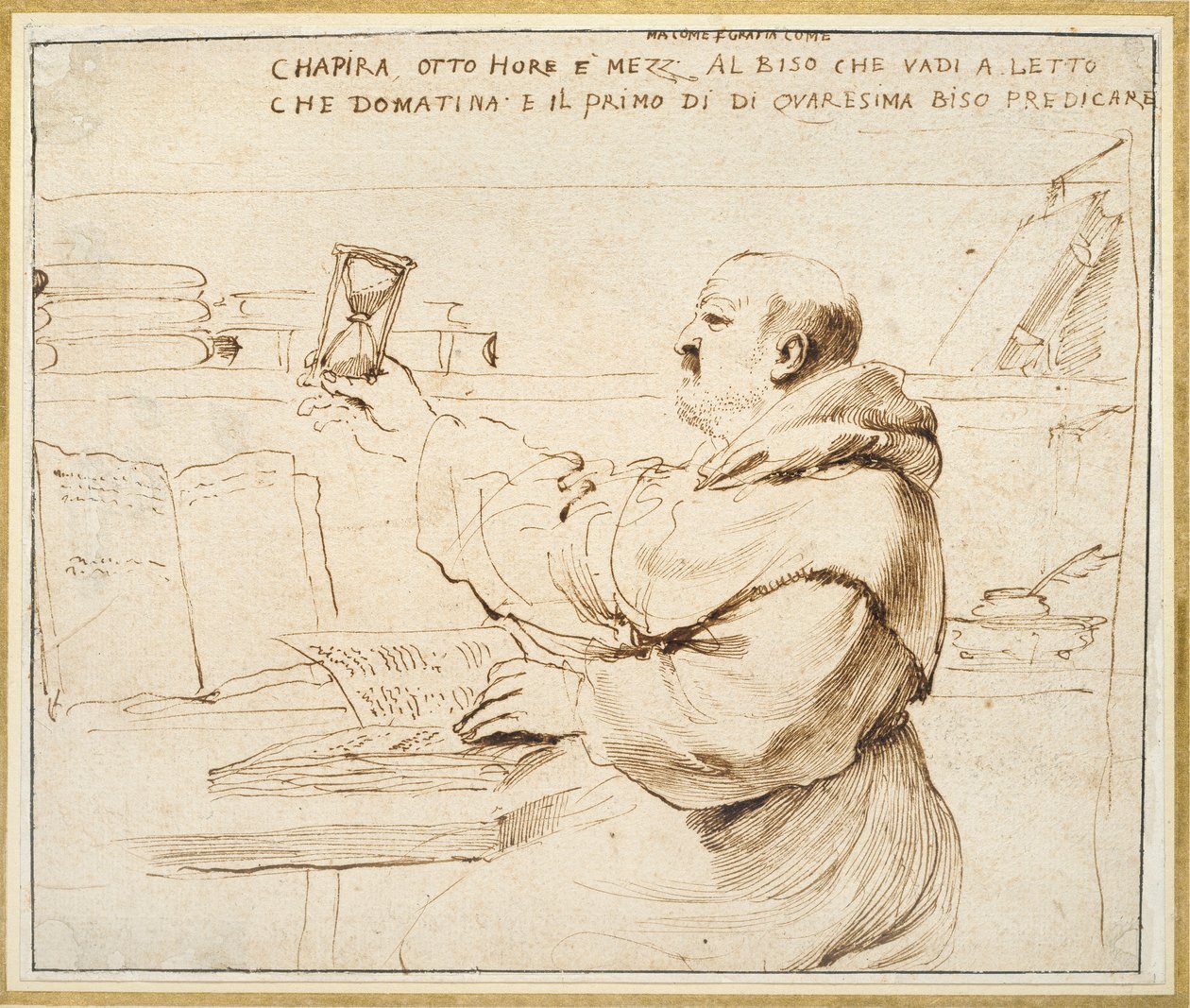 Karikatyr av Fra Bonaventura Bisi, 1655-1659 av Guercino