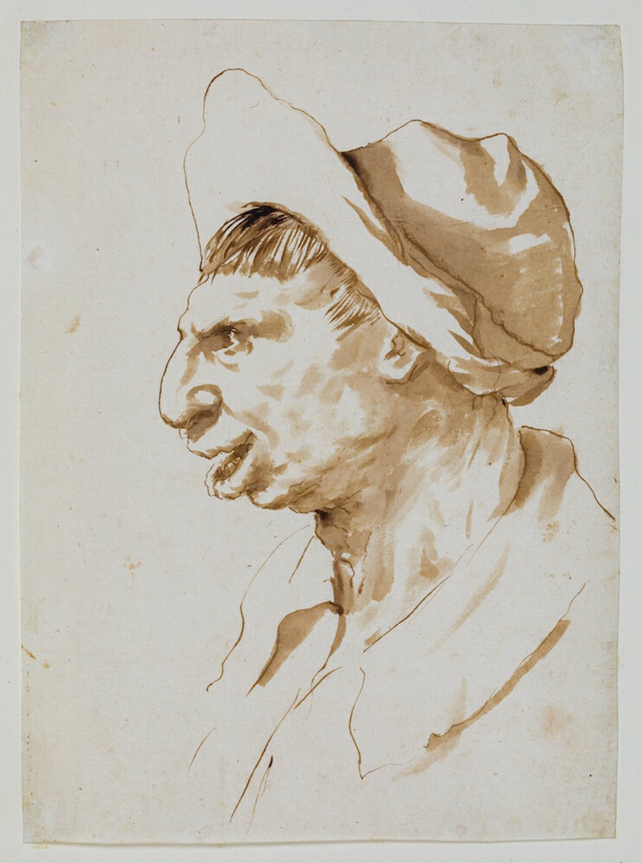 Huvud av en bonde i profil till vänster av Guercino