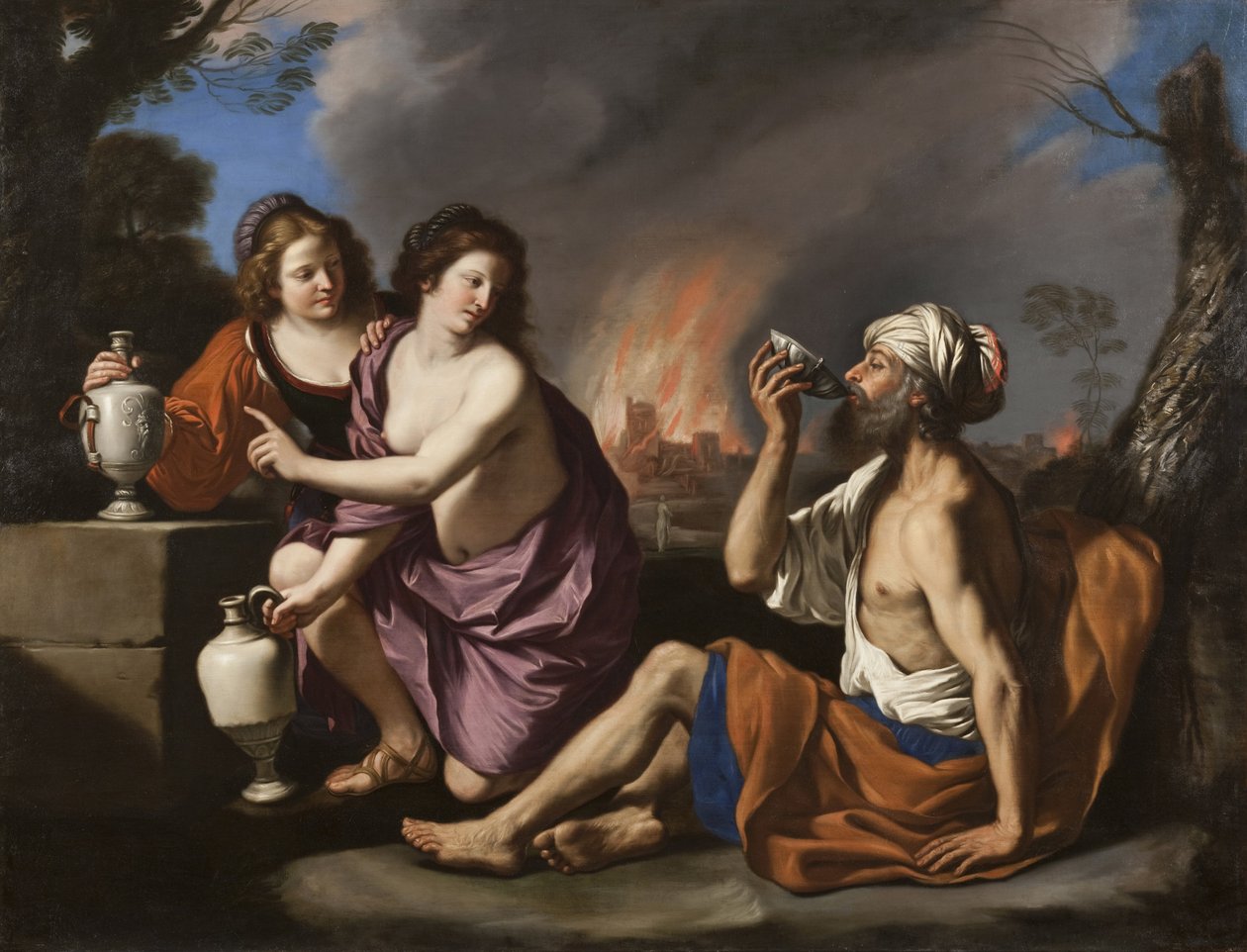 Lot och hans döttrar av Guercino