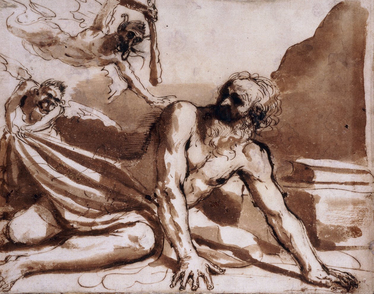 Sankt Antonius slagen av djävlarna, av Guercino