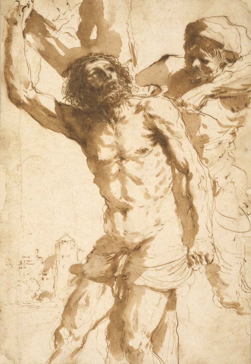 Studie för The Martyrdom of Saint Bartholomew, 1635-36 av Guercino