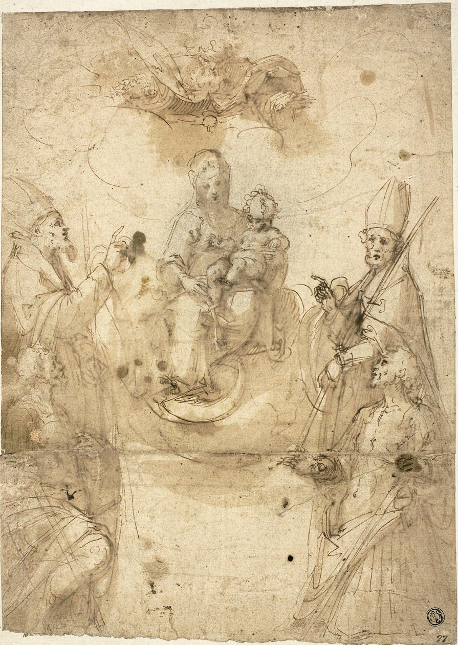 Madonna och barn med Adoring Saints av Guglielmo Caccia