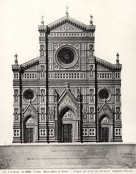 Design för fasaden till Santa Maria del Fiore eller Duomo i Florens av Guglielmo Petersen