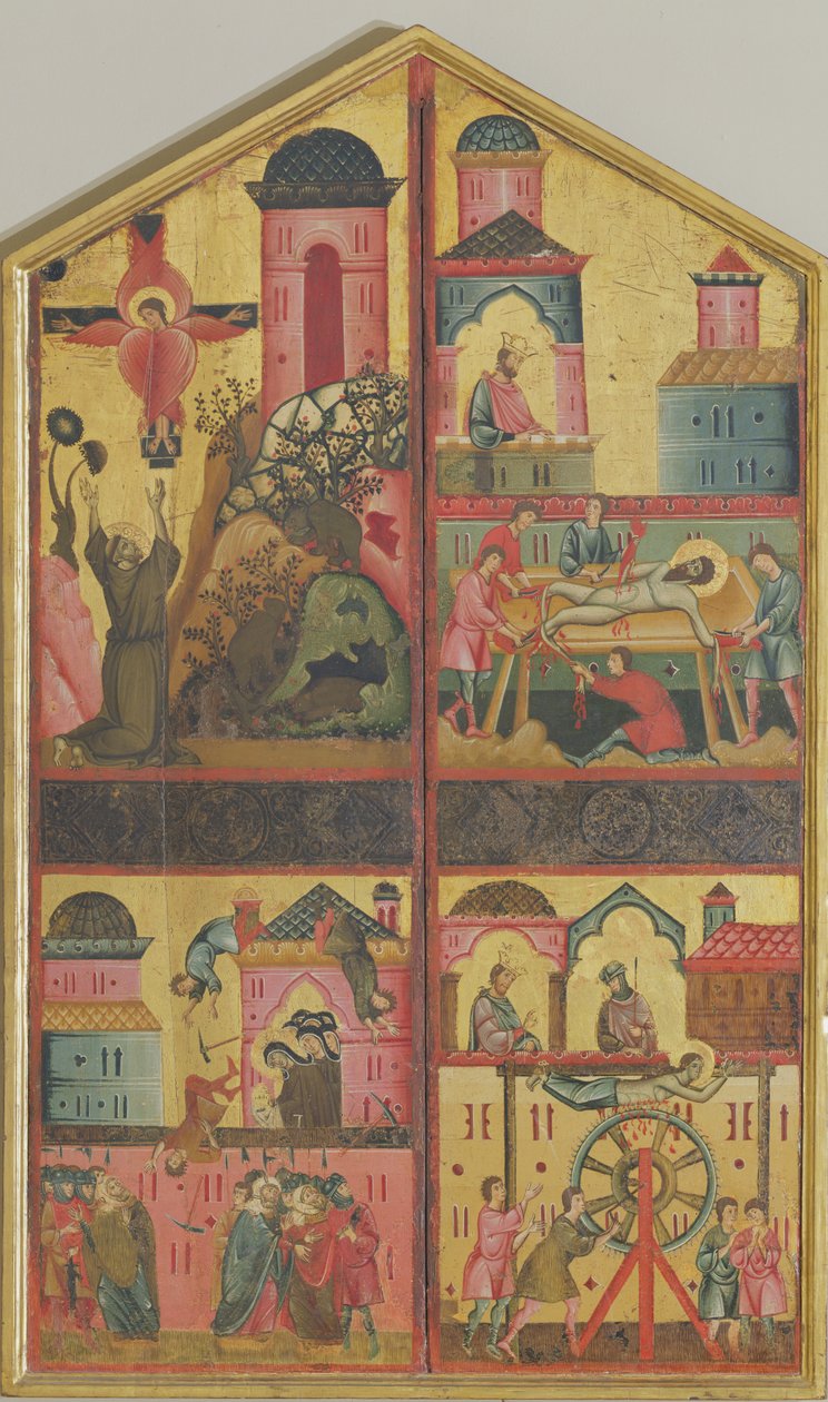 Diptyk av St Claire, ca 1280 (tempera och guld på panel) av Guido da Siena