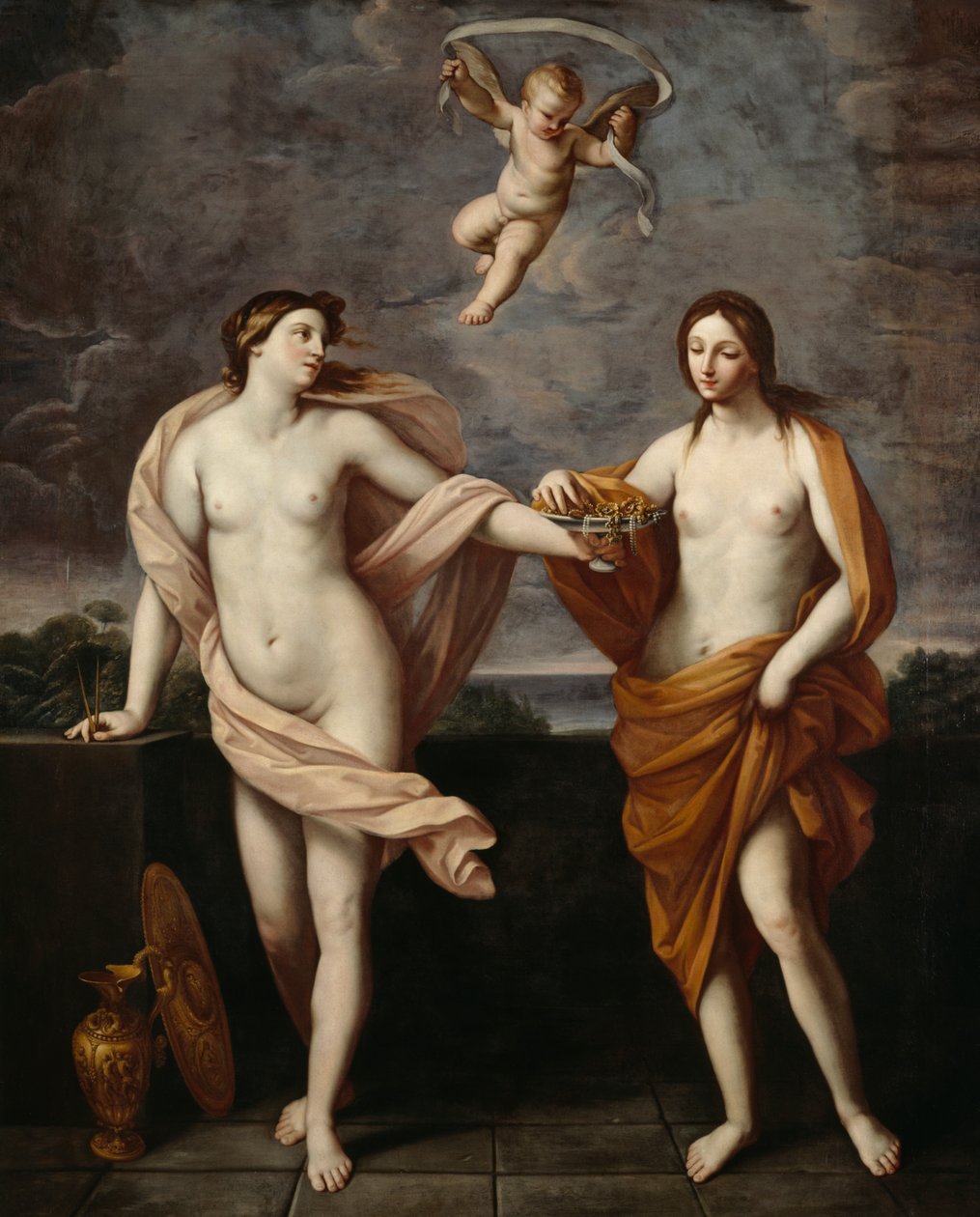 Liberality and Modesty (olja på duk) av Guido (after) Reni