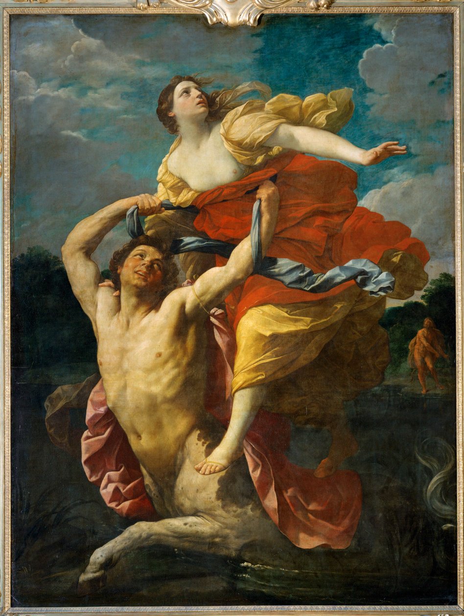Dejanire enlevee par le centaur Nessus - Dejaneira våldtagen av kentauren Nessus ... av Guido (follower of) Reni