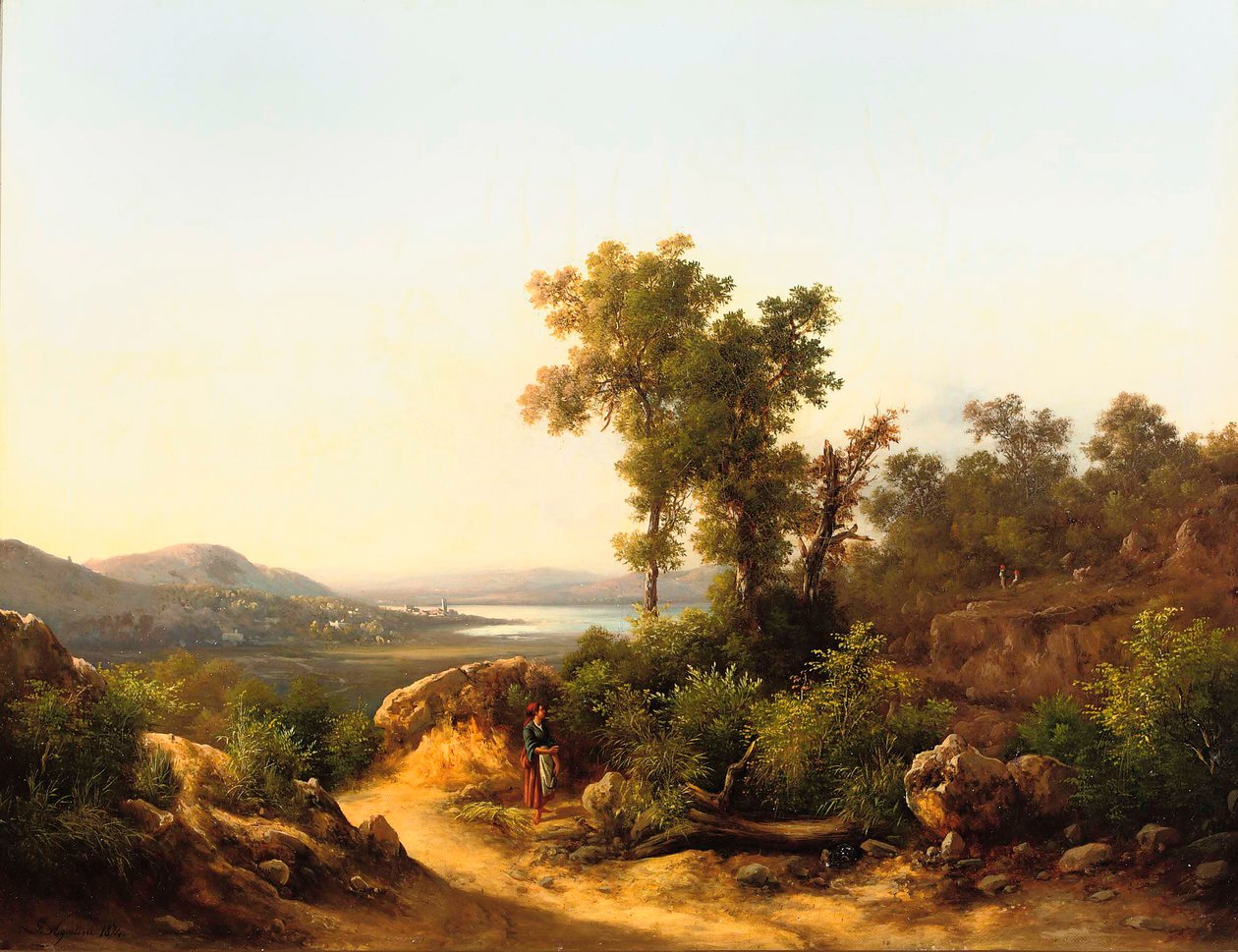 Trasimeno: Utsikt över sjön Trasimeno, Italien, 1874 av Guido Agostini