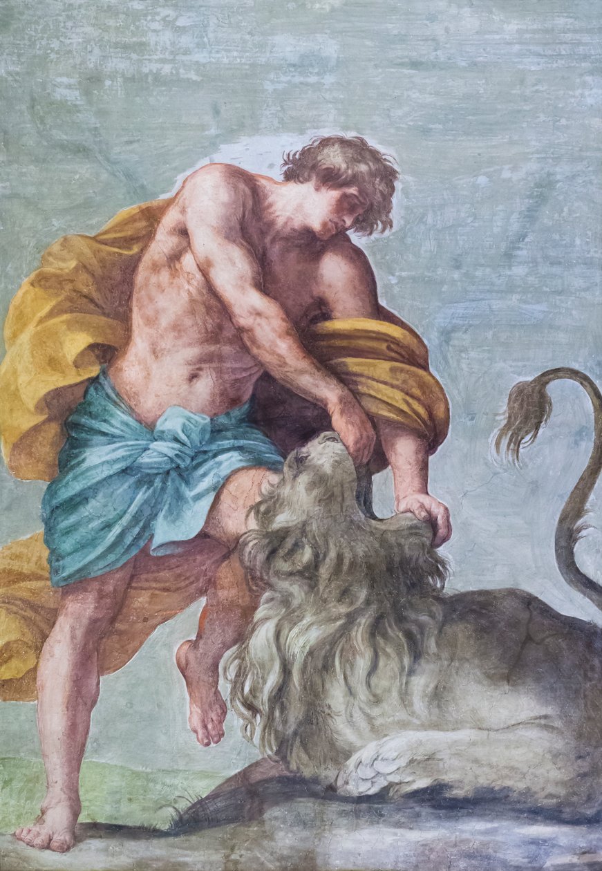 Takfresker av rummet på Aldobrandini-bröllopet, som visar scener från berättelserna om Samson (fresk) av Guido Reni