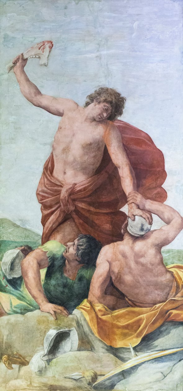 Takfresker av rummet på Aldobrandini-bröllopet, som visar scener från berättelserna om Samson (fresk) av Guido Reni