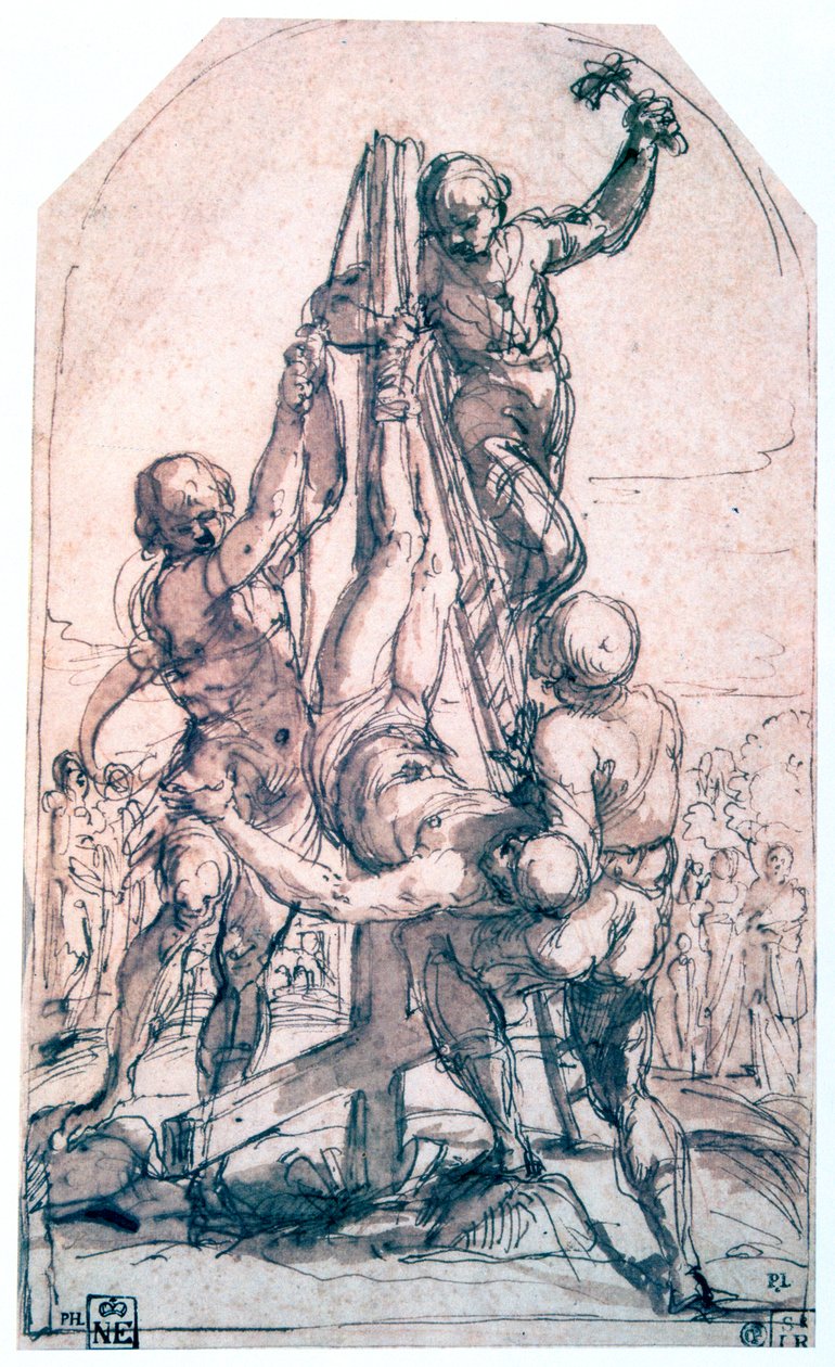 Korsfästelsen av Peter, c1600-1642 av Guido Reni