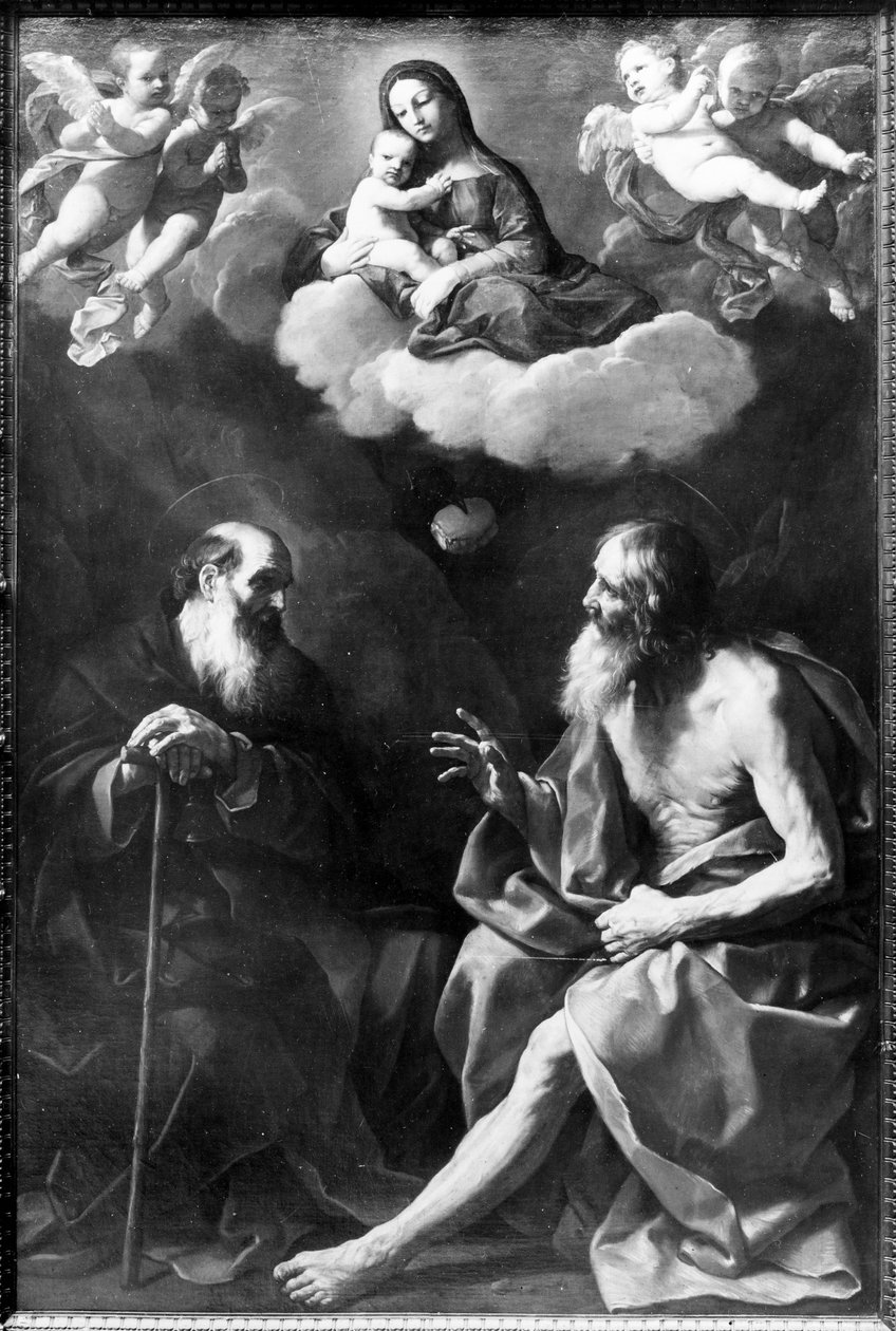 Eremiterna Paulus och Antonius i öknen av Guido Reni