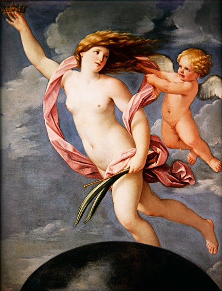 Fortuna med en krona (olja på duk) av Guido Reni