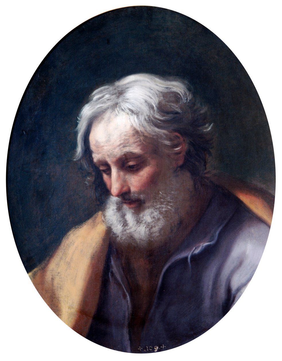 Head of St Joseph (olja på duk) av Guido Reni