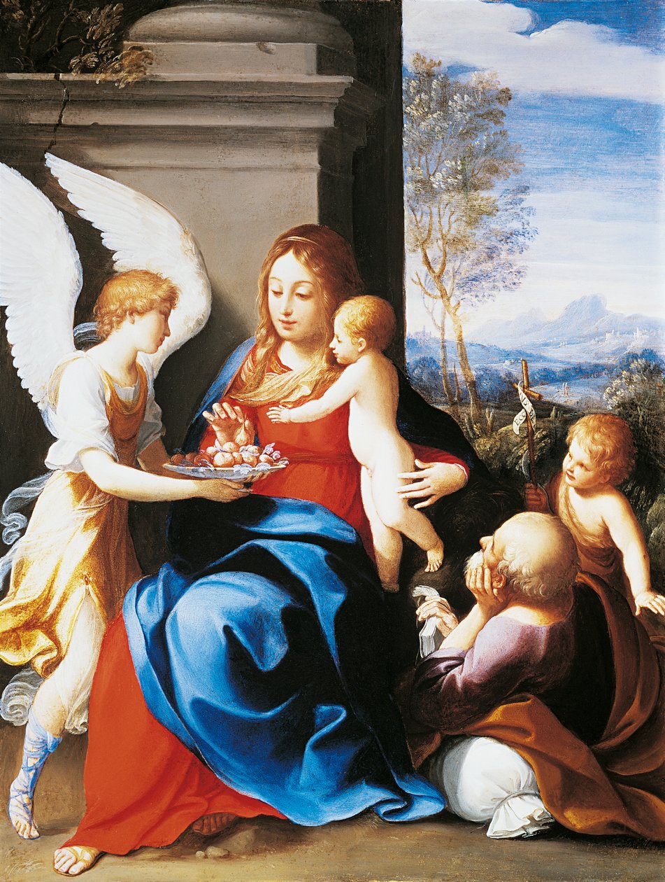 Helig familj betjänad av änglar, av Guido Reni (1575-1642) av Guido Reni