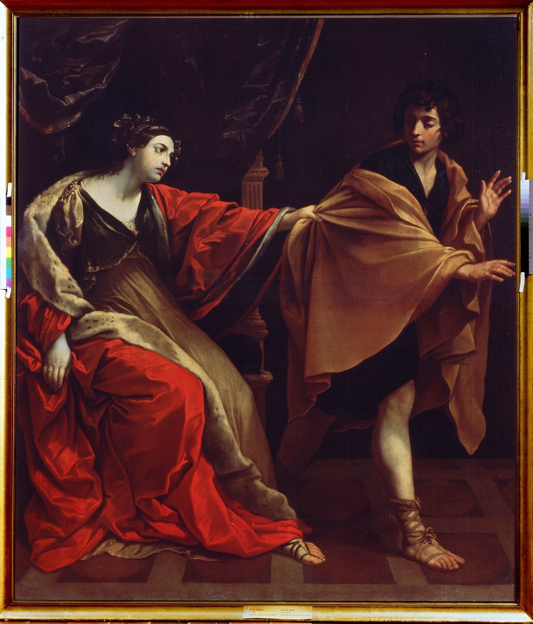 ""Joseph och Potifars hustru"" (Joseph och Potifars hustru) Josef flyr från Potifars hustru (Potifar) och försöker förföra honom. Målning av Guido Reni, känd som Le Guide (1575-1642) 1626 Pushkin Museum, Moskva av Guido Reni