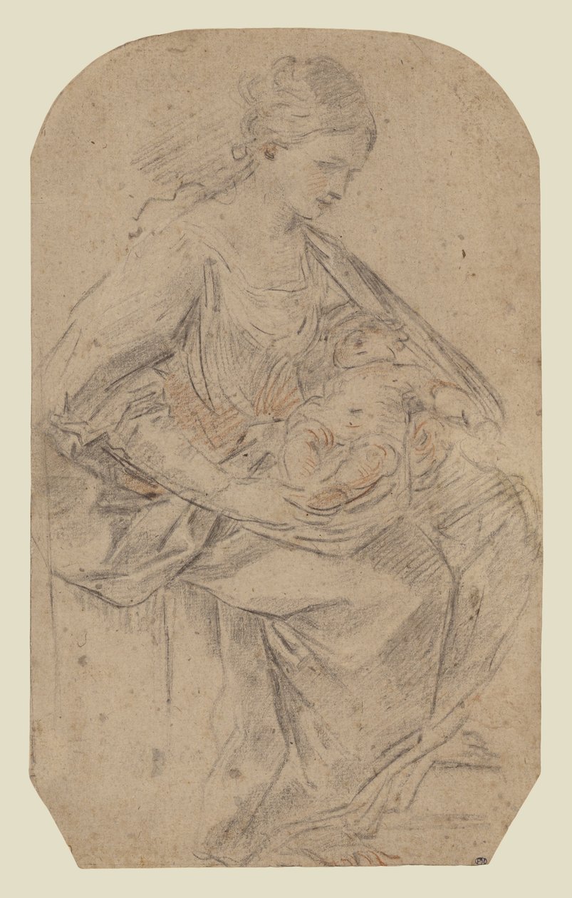 Födelsekyrkan (recto); Turbanprydd kvinna (verso) av Guido Reni