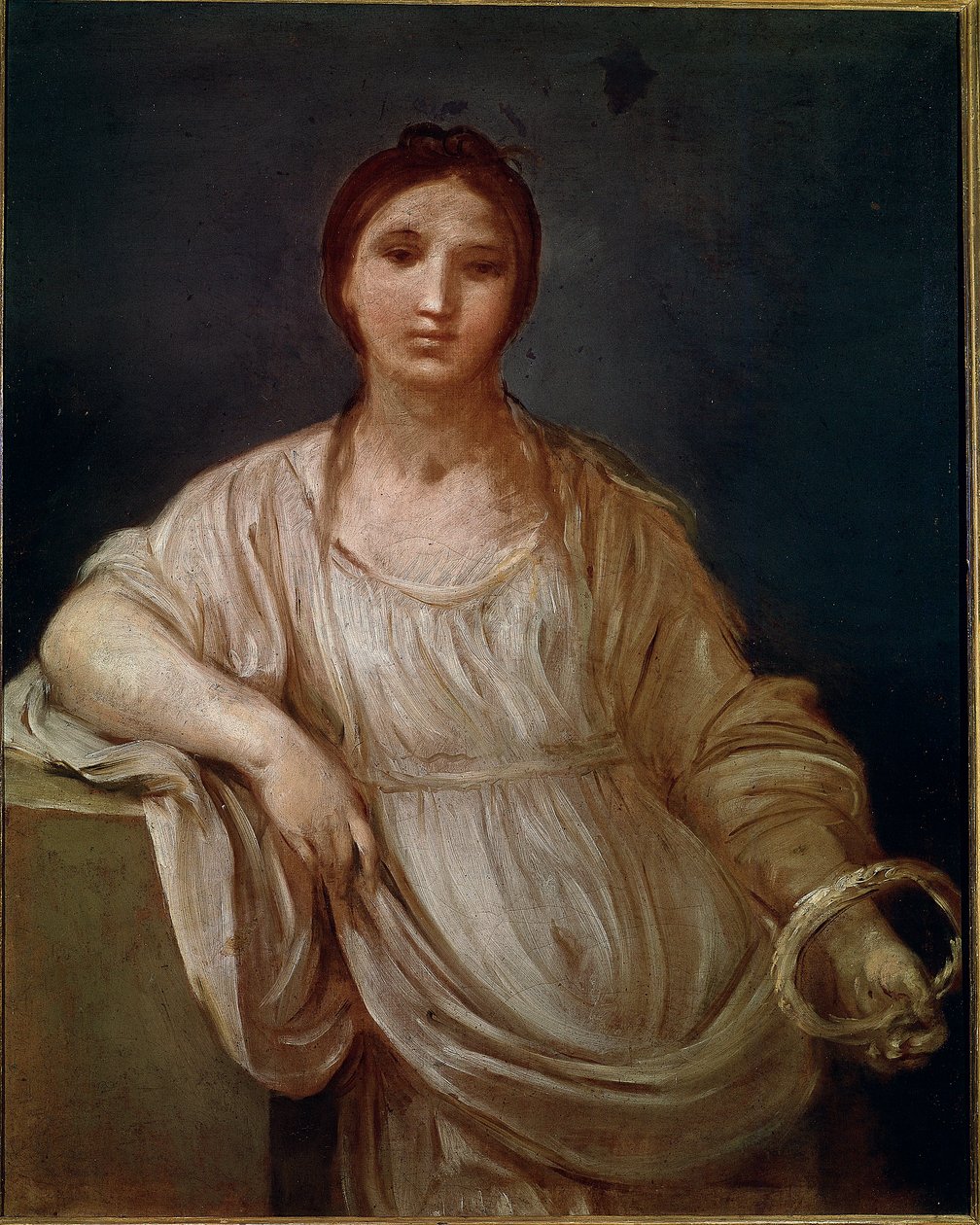 Porträtt av ung flicka med en krona (målning av Guido Reni