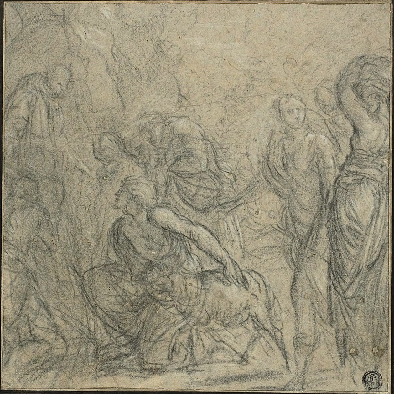Studie för Saint Benedict som tar emot gåvor från bönderna av Guido Reni