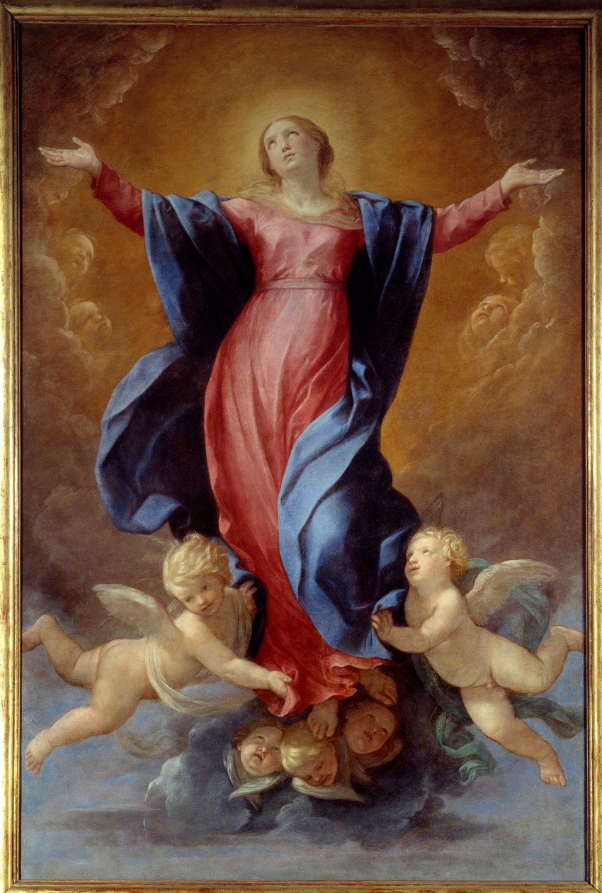 The Assumption of the Virgin Målning av Guido Reni kallad Guiden (1575-1642) 1637 Sun. 2,42x1,6 m Lyon, Musee des Beaux Arts av Guido Reni