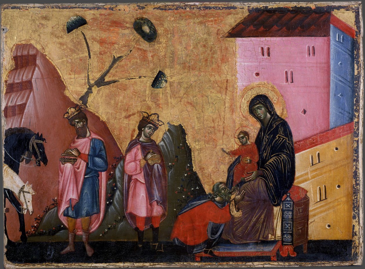 Tillbedjan av Magi, ca. 1280 av Guido da Siena