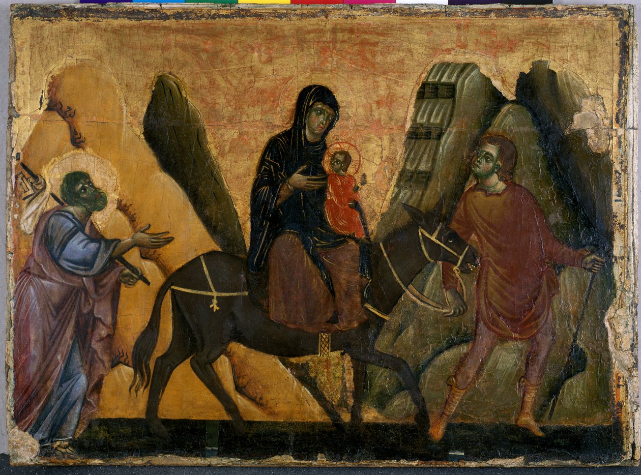 Flygningen till Egypten (tempera på trä) av Guido da Siena