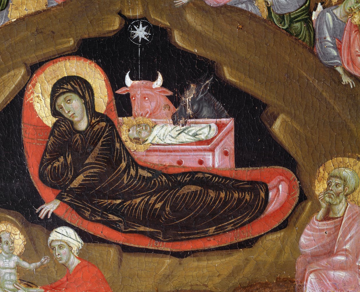 Kristi födelse, detalj i Kristi liv - tempera på trä av Guido da Siena