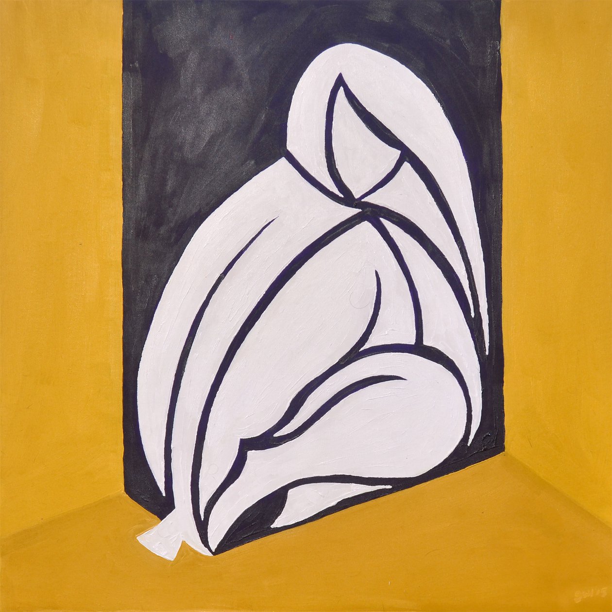 (....we came in) Studie till Figure Behind The Wall, 2015 (olja på duk) av Guilherme Pontes