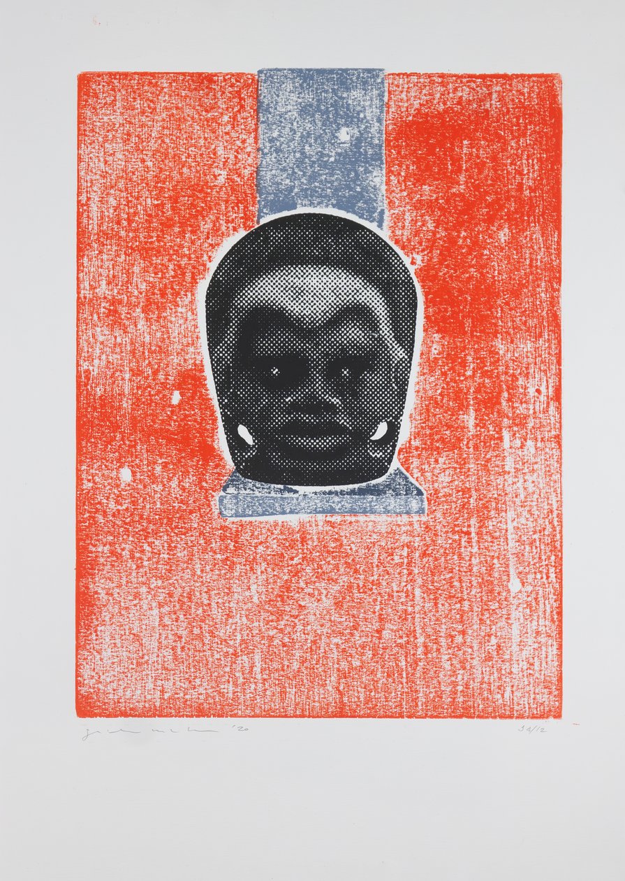 Invisible Room nr 5, 2019 (träsnitt och silkscreen) av Guilherme Pontes