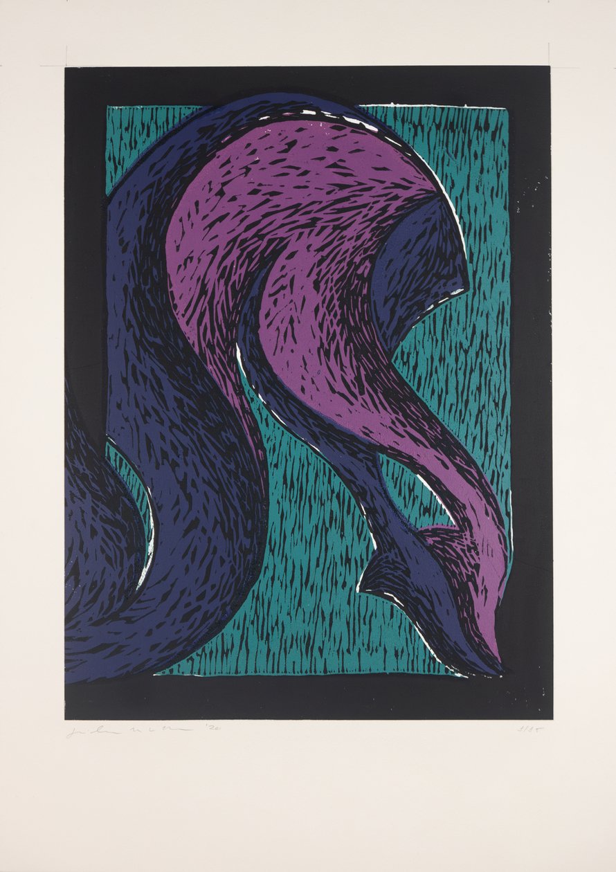 Korsade ben Nº2, 2019 (linosnitt) av Guilherme Pontes