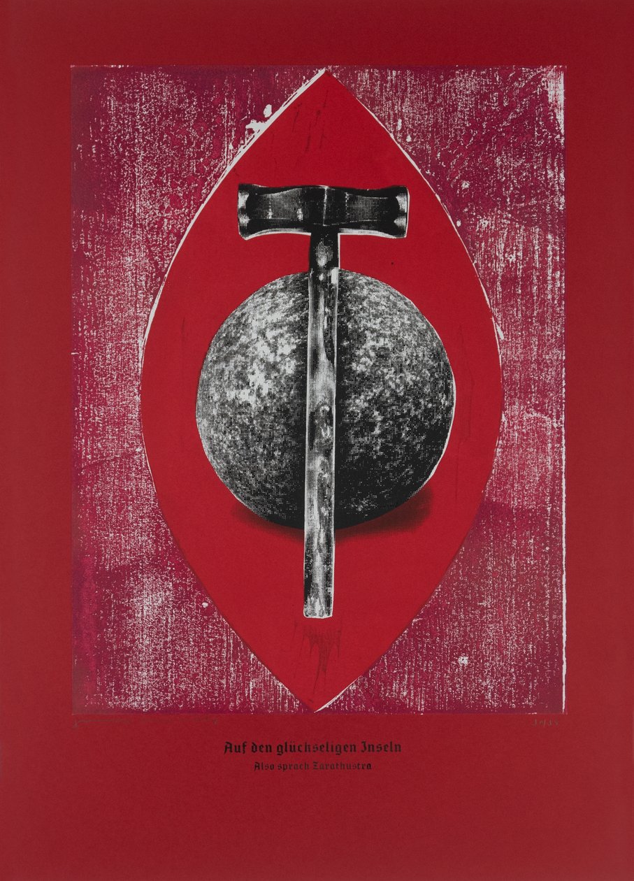 På de välsignade öarna, Så talade Zarathustra, 2024 (träsnitt och silkscreen) av Guilherme Pontes