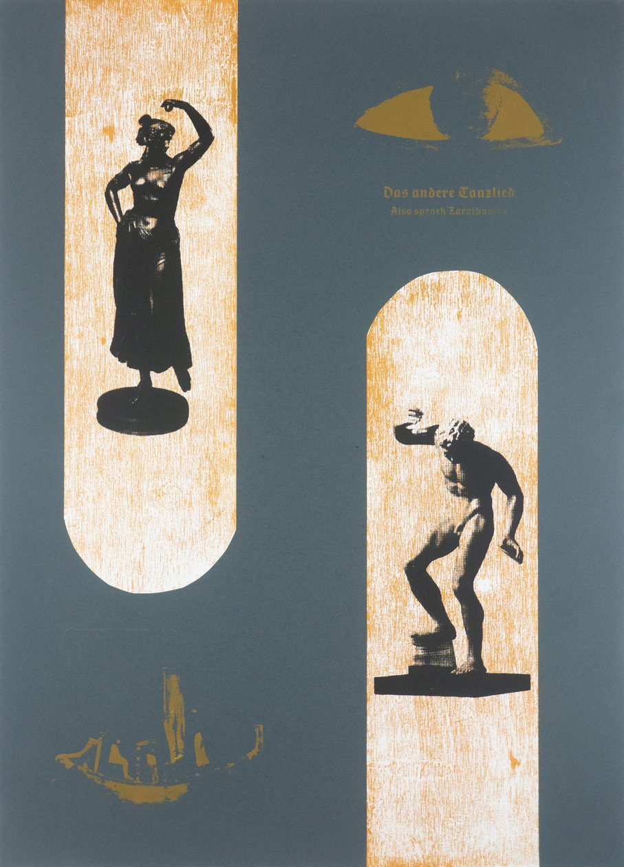 Om den andra danssången,Så talade Zarathustra, 2025 (träsnitt och silkscreen) av Guilherme Pontes
