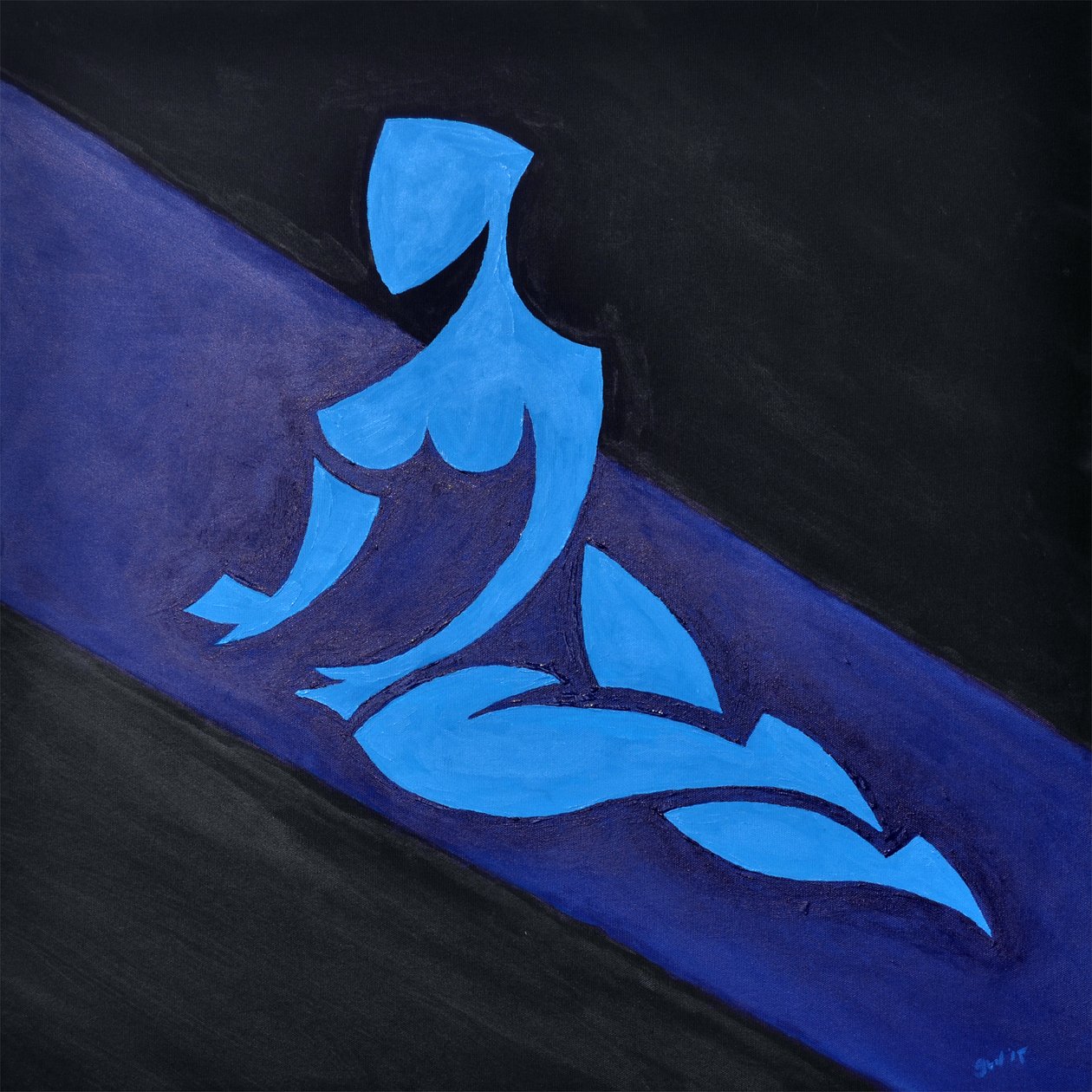 Studie till Figure on Inclined Space, 2015 (olja på duk) av Guilherme Pontes
