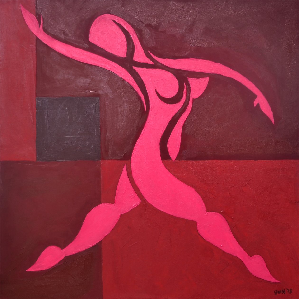 Studie av figur i kubiskt utrymme Pink Version, 2015 (olja på duk) av Guilherme Pontes