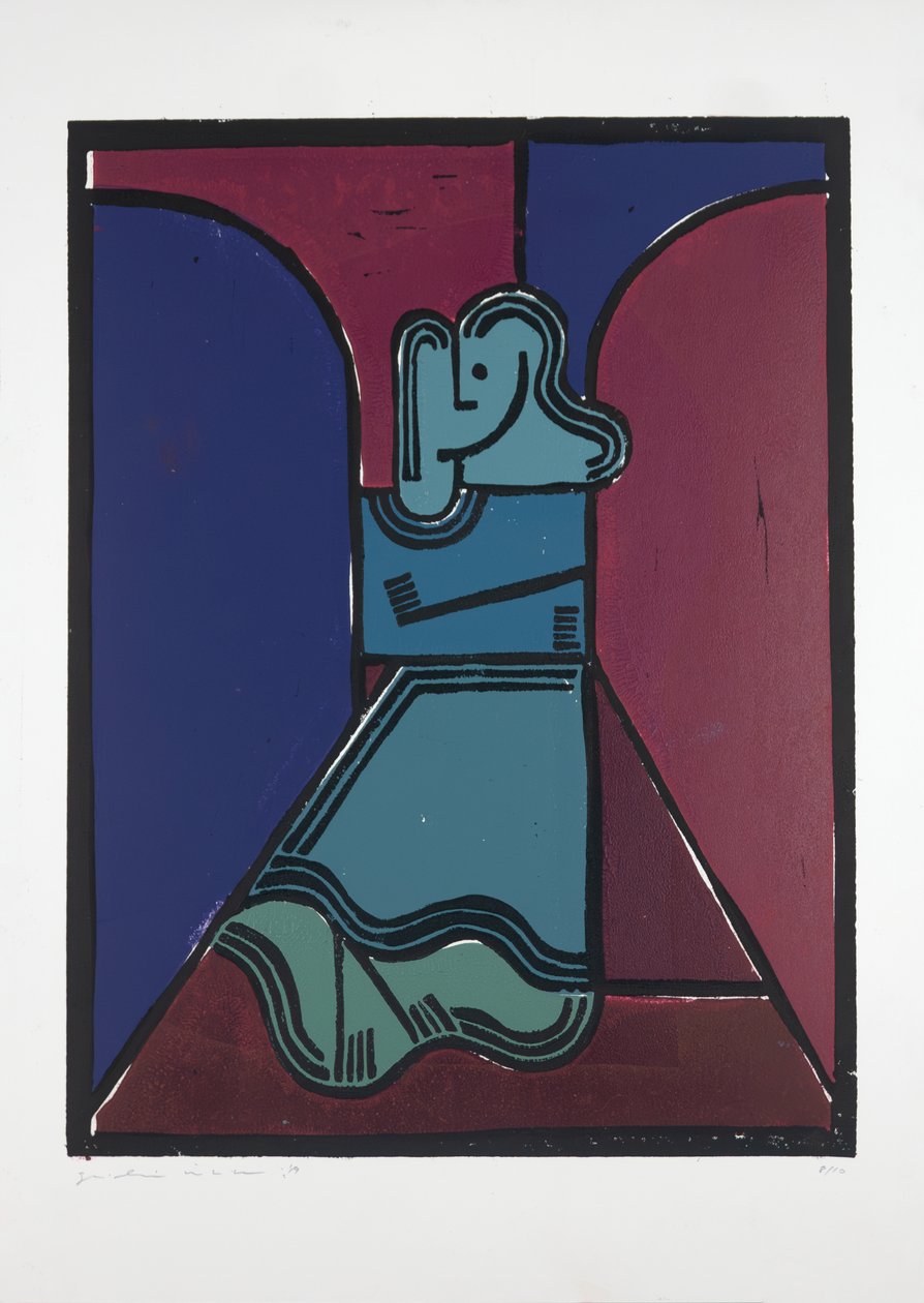 Woman Under Arches, 2019 (linosnitt) av Guilherme Pontes