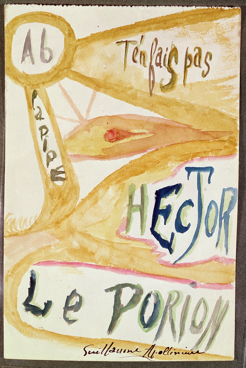 Illustrerad version av en dikt från "Calligrammes"-samlingen av Guillaume Apollinaire