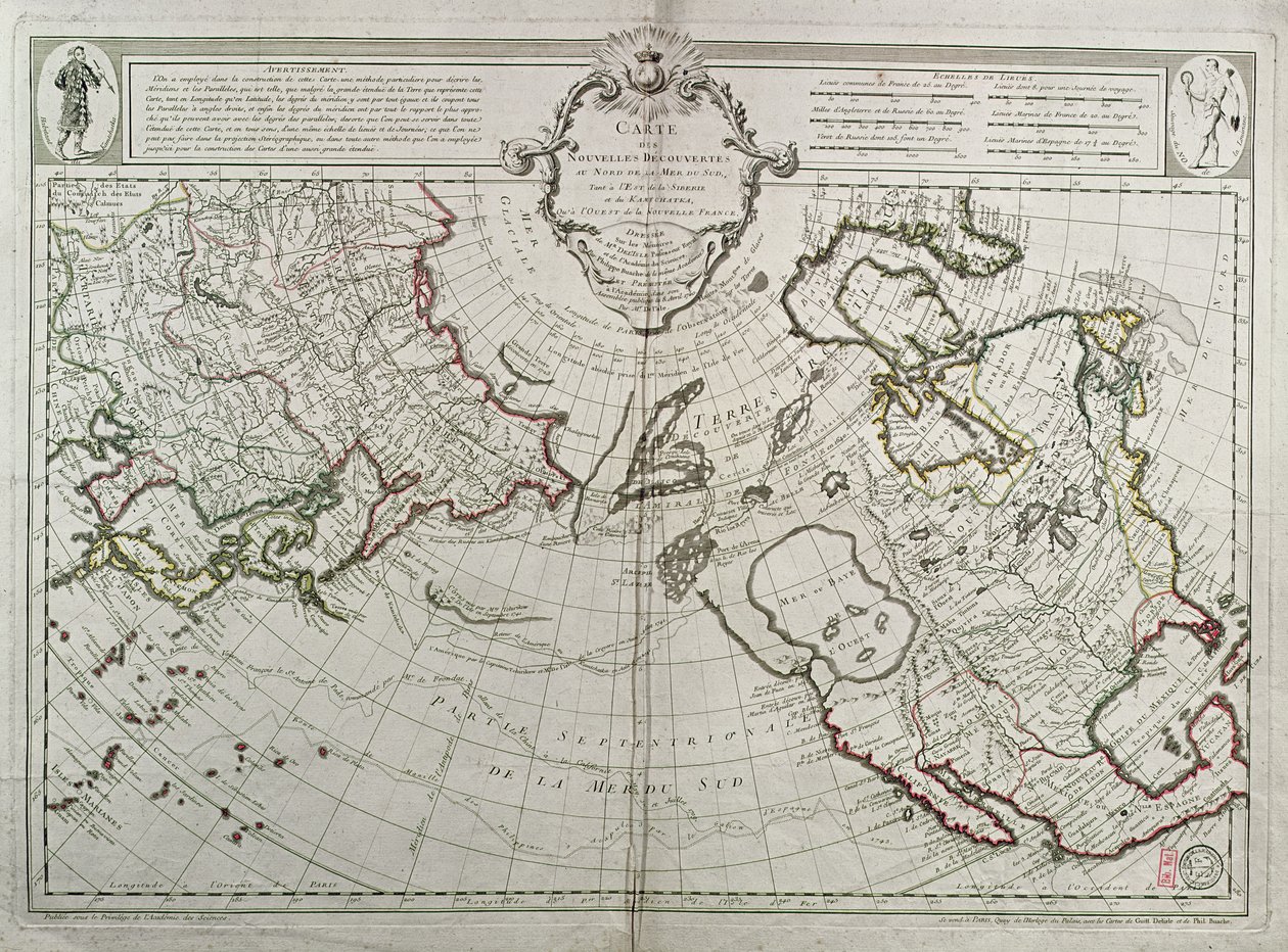 Karta över de nya upptäckterna norr om söderhavet, 1750 av Guillaume Delisle
