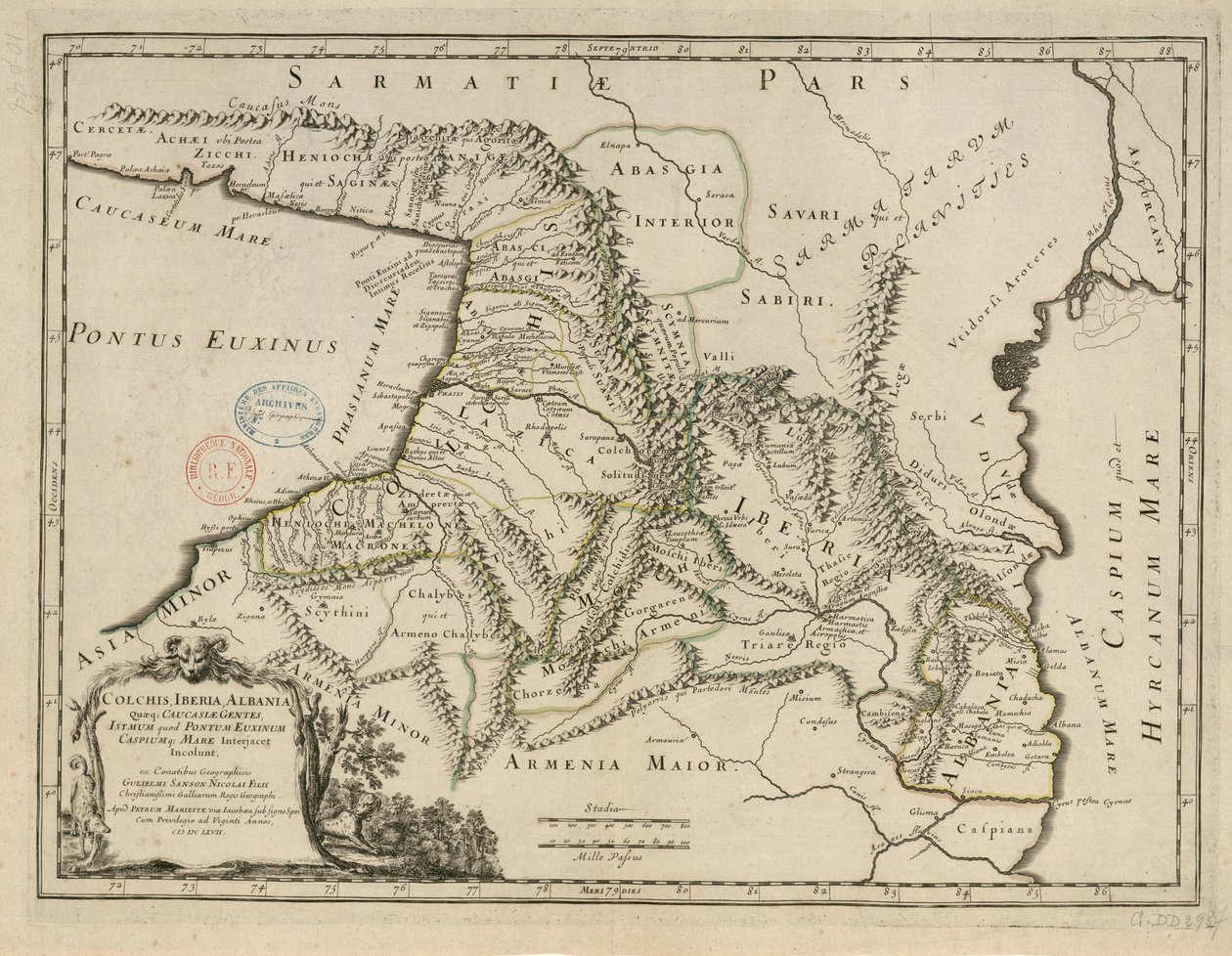 Colchis, Iberia, Albanien Q., Kaukasiska nationer, är det pontusen av Guillaume Sanson