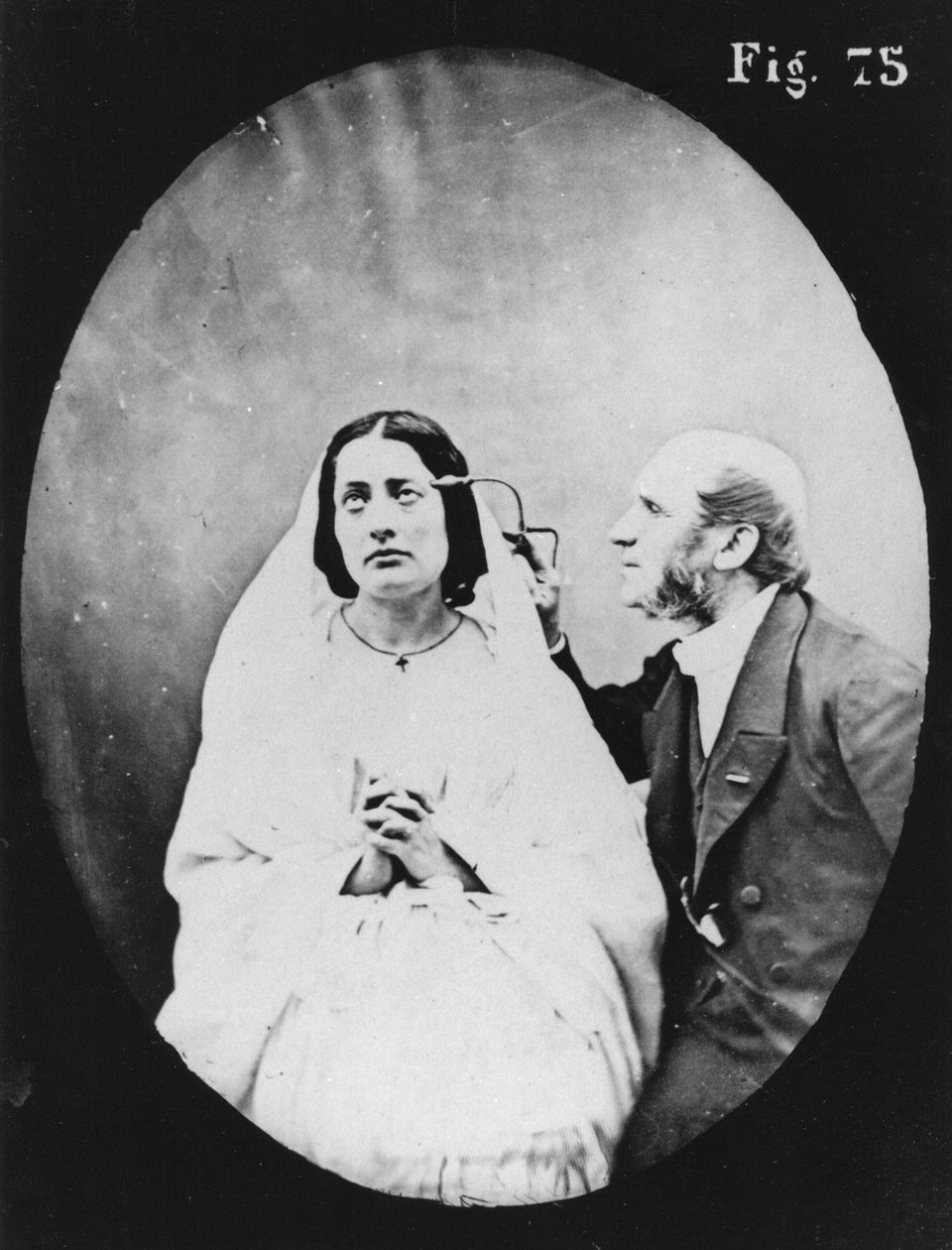 Fysionomisk undersökning, från "Mechanism of human physiognomy or electrophysiological analysis of passions" av Duchenne de Boulogne, publicerad 1876, Paris av Guillaume Benjamin Armand Duchenne de Boulogne