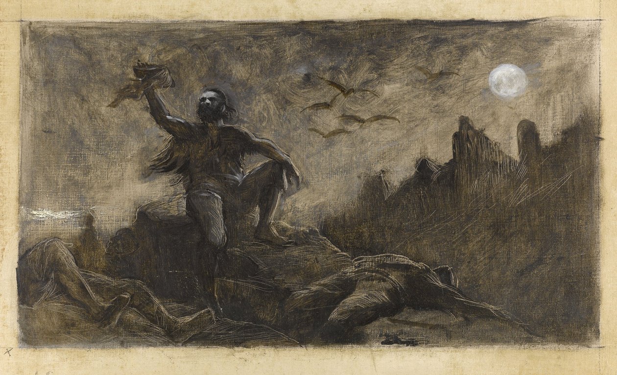 Han från Island som dricker sina offers blod, ca 1889 (olja på duk) av Guillaume Albert Demarest
