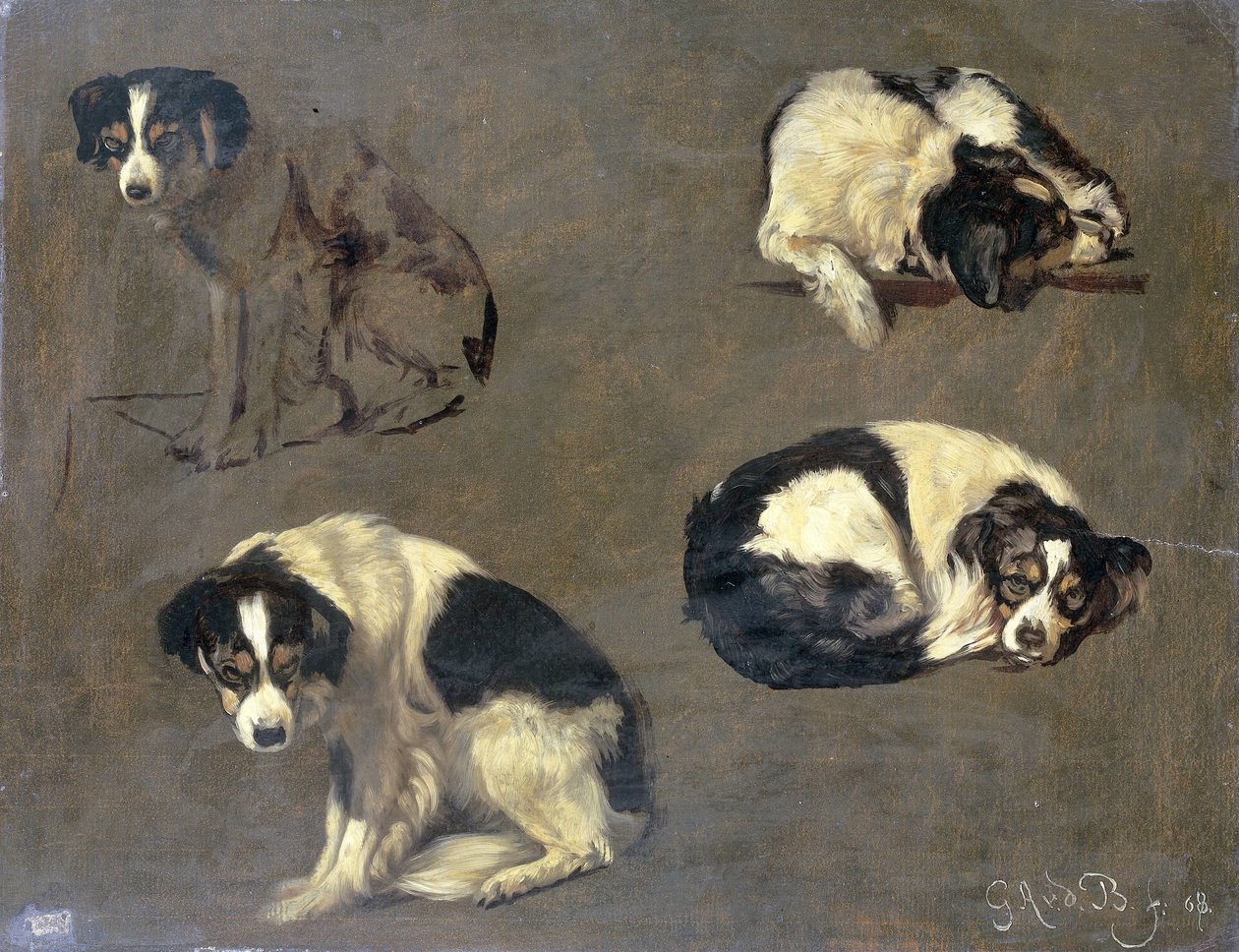Fyra studier av en hund av Guillaume Anne van der Brugghen