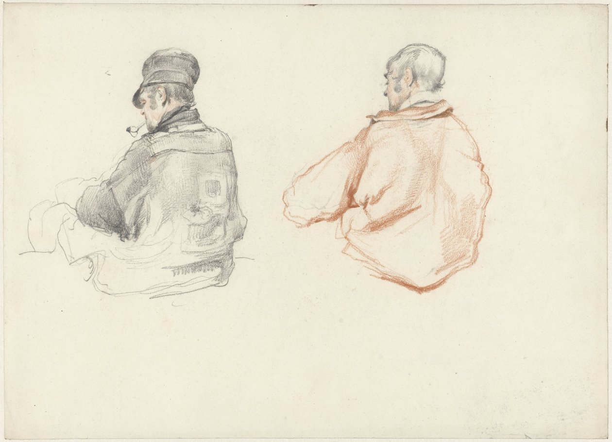 Två studier av en sittande man, sedd bakifrån av Guillaume Anne van der Brugghen