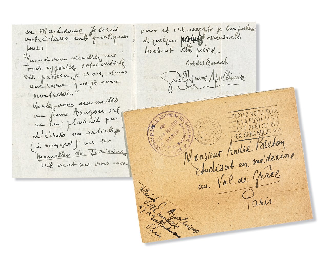 Brev till Andre Breton, 1918 av Guillaume Apollinaire