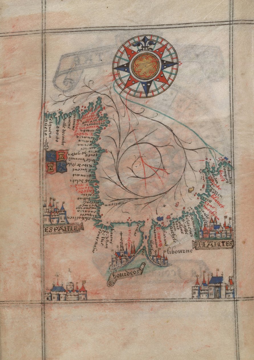 Biscayabukten i atlasen av Guillaume Brouscon (1540-1560) av Guillaume Brouscon