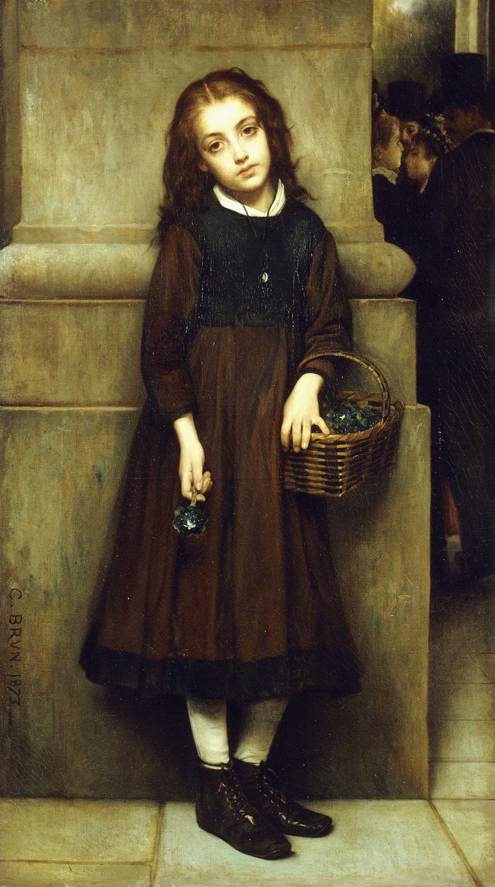 Blomsterflicka utanför operan, 1873 av Guillaume Charles Brun