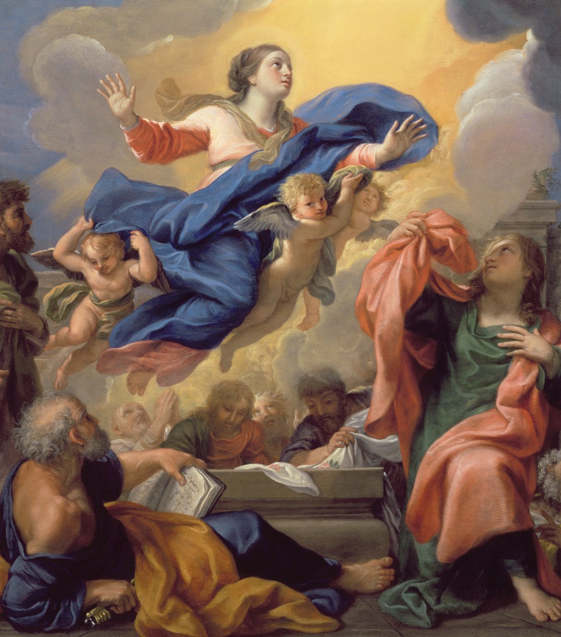 The Assumption of the Virgin olja på duk av Guillaime Courtois