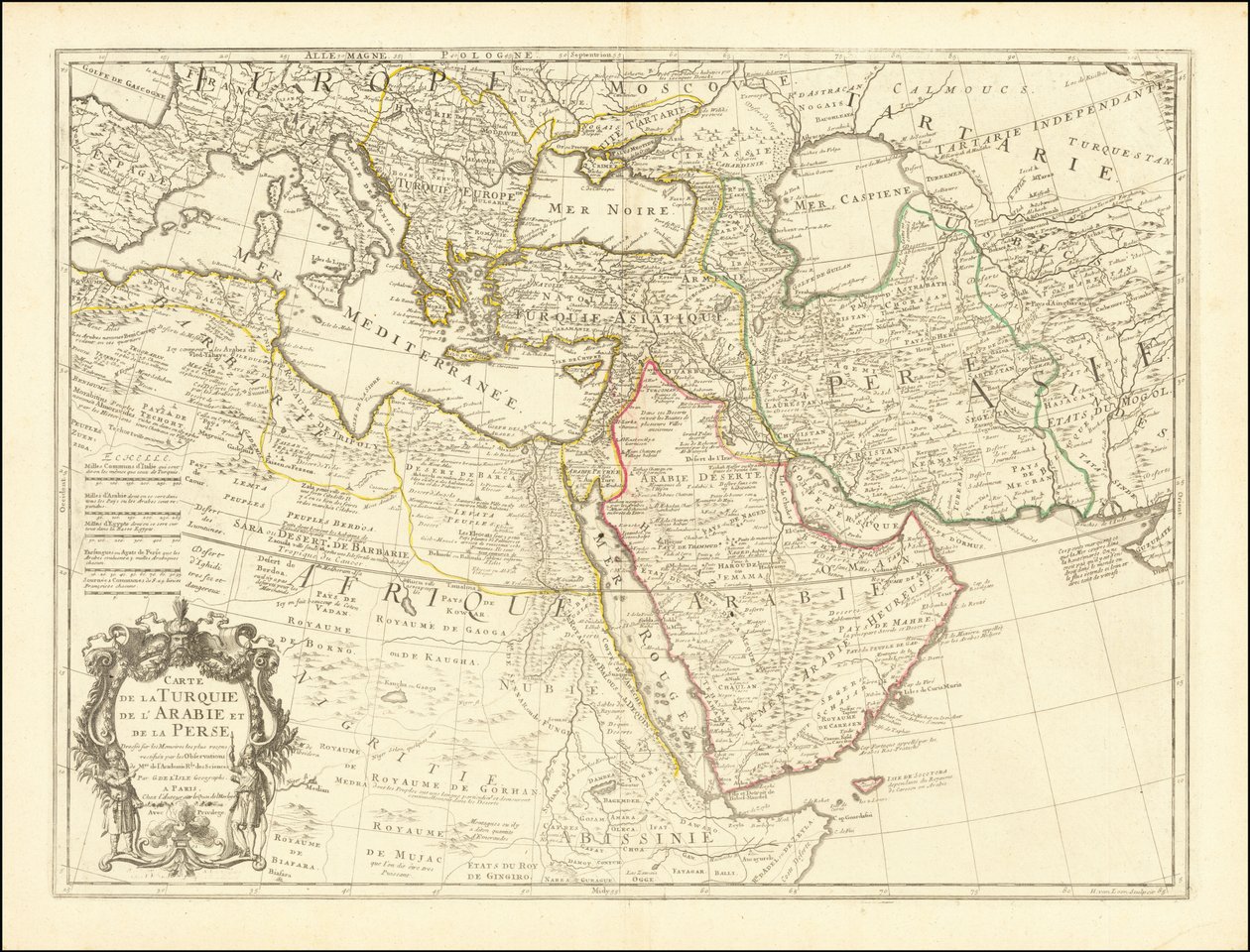 1701 års karta - Karta över Turkiet Arabien och Persien av Guillaume Delisle